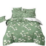 Housse de Couette et Deux Taies Motif Floral Vert 1 Personne 2 Personnes