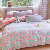 Housse de Couette Rose et Deux Taies Floral 240cm Fille-Maisonfans.com