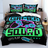 Housse de Couette Kids Gamer Bleu Jeu Vidéo Parure de Lit 240x200cm