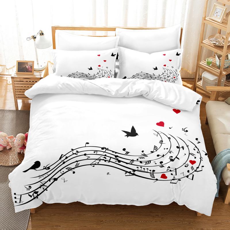 Parure de Lit Thème Musique 140x200cm Parure de Note Housse de Couette