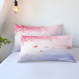 Housse de Couette Sakura et 2 Taies Lac Paysage Parure de lit Japonais