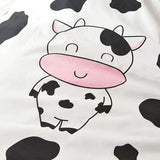 Housse de Couette Vache Rose et Deux Taies Chambre d'Enfant 1 Personne