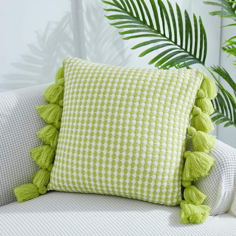 Housse de Coussin Déco Franges Ethnique Canapé Sofa Orange Jaune Noir