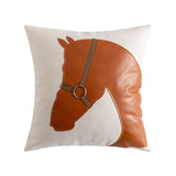 Housse de Coussin Cheval en Cuir Art 45x45 cm Ethnique Canapé Sofa