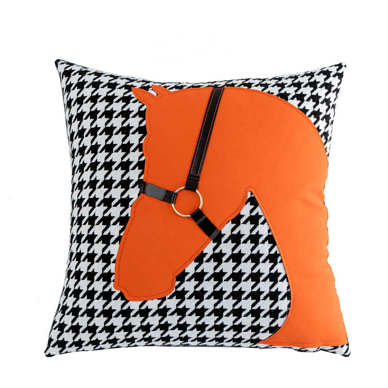 Housse de Coussin Cheval en Cuir Art 45x45 cm Ethnique Canapé Sofa