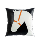 Housse de Coussin Cheval en Cuir Art 45x45 cm Ethnique Canapé Sofa