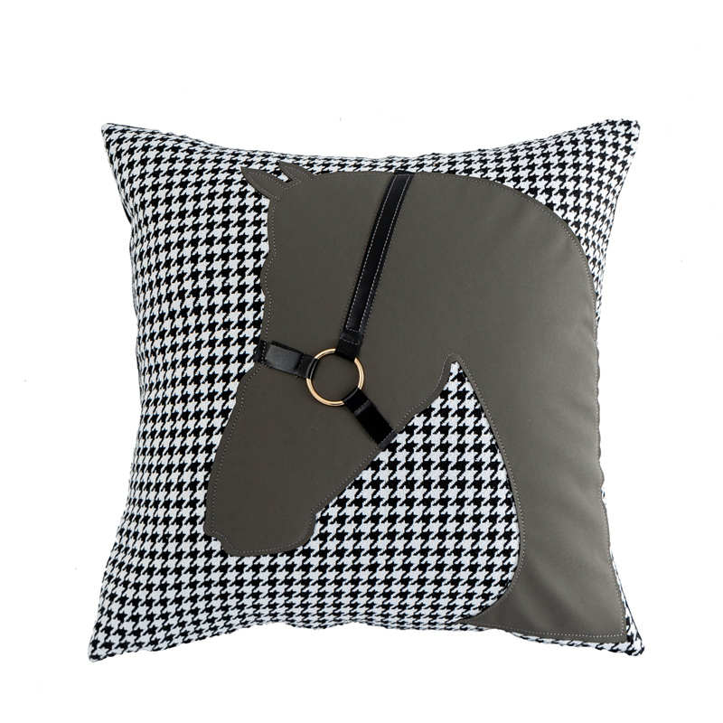 Housse de Coussin Cheval en Cuir Art 45x45 cm Ethnique Canapé Sofa