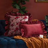 Housse de Coussin Brodée Motif Rose  Fleuri Classique Rétro Canapé Sofa