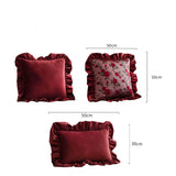 Housse de Coussin Brodée Motif Rose  Fleuri Classique Rétro Canapé Sofa