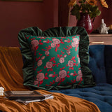 Housse de Coussin Brodée Motif Rose  Fleuri Classique Rétro Canapé Sofa