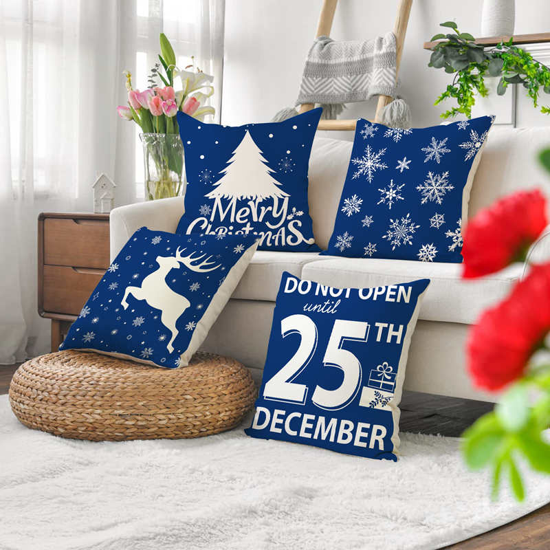 Housses de coussin de Noël 45 x 45 cm, lot de 4 pour décorations