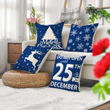 Housse de Coussin Noël Lot de 4 Bleu 45cm Cadeau Sofa Canape Coussins