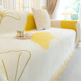 Couverture de Canapé en Chenille Ginkgo Jaune Housse de Canapé Sofa