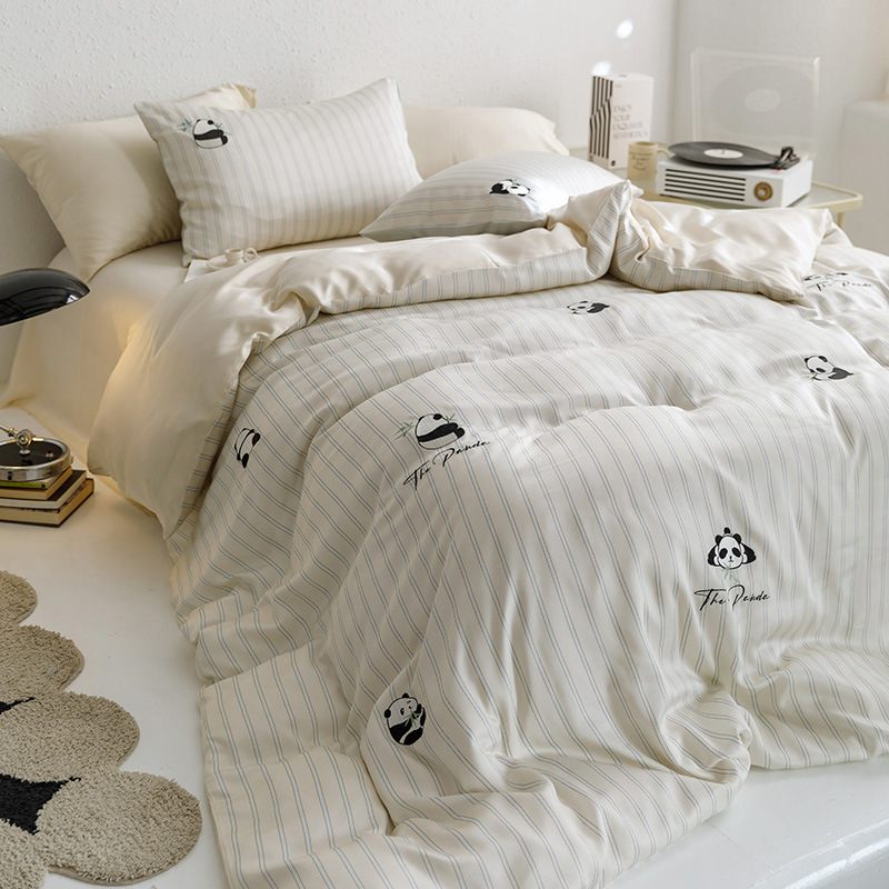 Linge de lit 4 Pièces Fibre Lyocell Panda Brodé 240cm