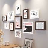 Lot de 11 Cadres Photos Bois Brun Blanc Rose Papillon-maisonfans.com
