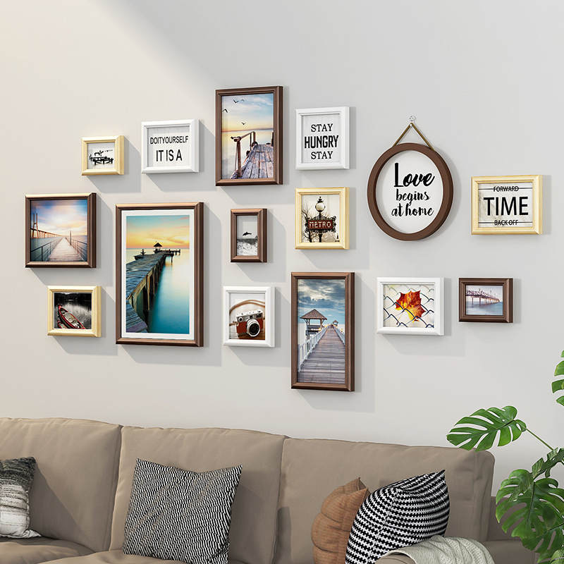 Lot de 24 Cadres Photos Bois Nature Café Mur de Cadre Pas Cher – Maisonfans