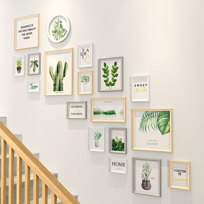 Lot de 18 Cadres Photos Ethnique Bois Végétal Escalier-maisonfans.com