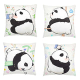 Lot de 4 Housses de Coussin Panda Doux Aimabla Blanc Décoratif Canapé