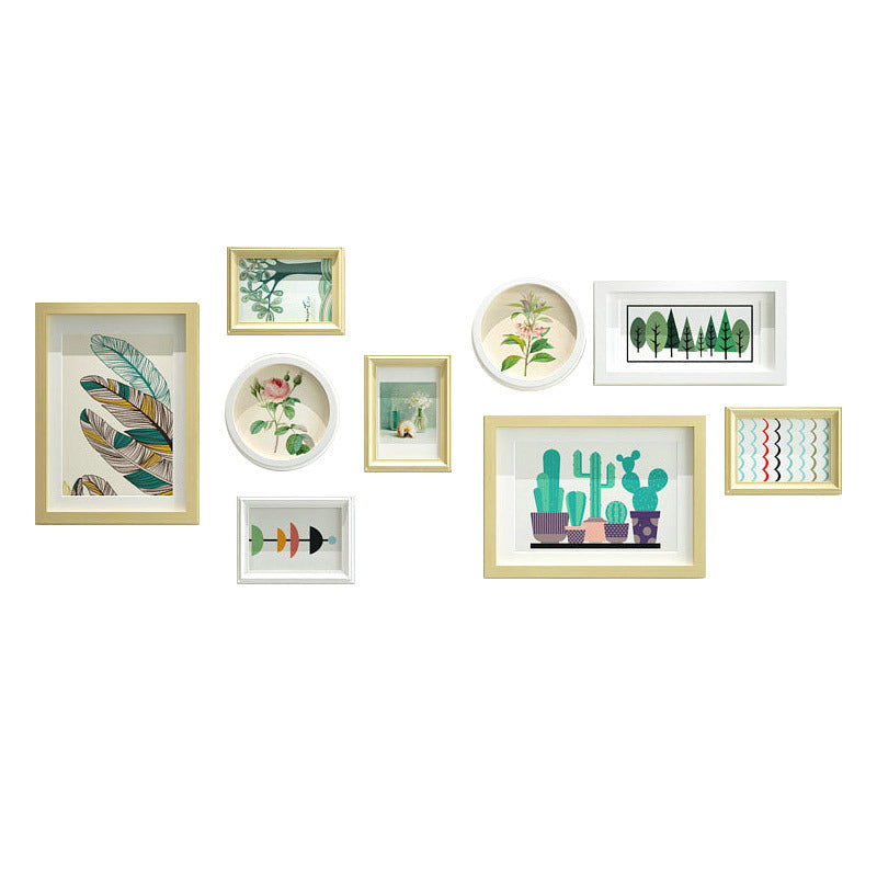 Lot de 9 Cadres Photos en Bois Déco Esprit Blanc Nature