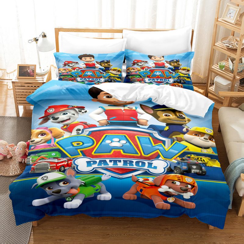 Housse de Couette et Deux Taies 3D PAW 140cm Chambre Enfant Fille