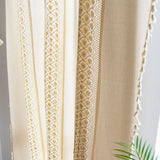 Rideau bohème tamisaant au crochet pois et pampilles tricotées vintage