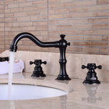 Mitigeur de Lavabo à Deux Poignées en Laiton Rétro Noir