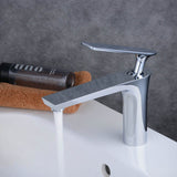 Mitigeur de Lavabo en Laiton Placage Noir Mat Poignée Doré