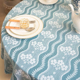 Douceur d'Intérieur Nappe Jacquard Ronde (Diamètre 180 cm) Bleu