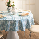Douceur d'Intérieur Nappe Jacquard Ronde (Diamètre 180 cm) Bleu