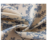 Nappe Table Lin Coton Vintage Motif Fleurie Bleue Champêtre Pastorale