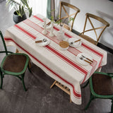 Nappe Table Rectangulaire en Lin Coton Rayé