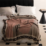 Plaid Couverture Doux Tissé Cheval Brun Clair pour Canapé Chaise 130*160cm
