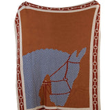 Plaid Couverture Doux Tissé Cheval Orange pour Canapé Chaise 130*160cm