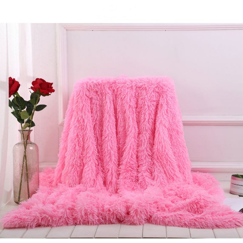 Plaid Imitation Fourrure 600 g/m²  Rose Très Chaud Couverture Canapé-maisonfans.com