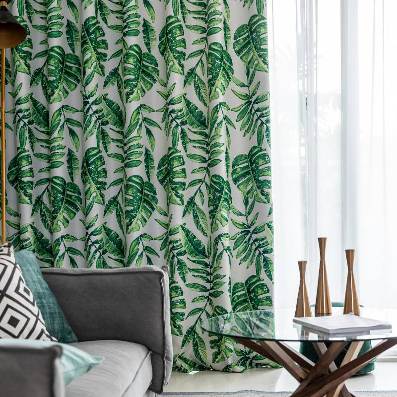 Rideau Feuillage Jungle Exotique Vert Salon Occultant 140x240cm Chambre