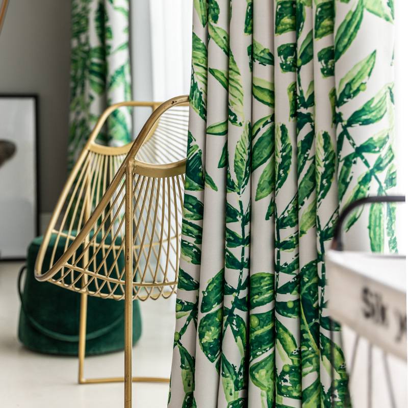 Rideau Feuillage Jungle Exotique Vert Salon Occultant 140x240cm Chambre