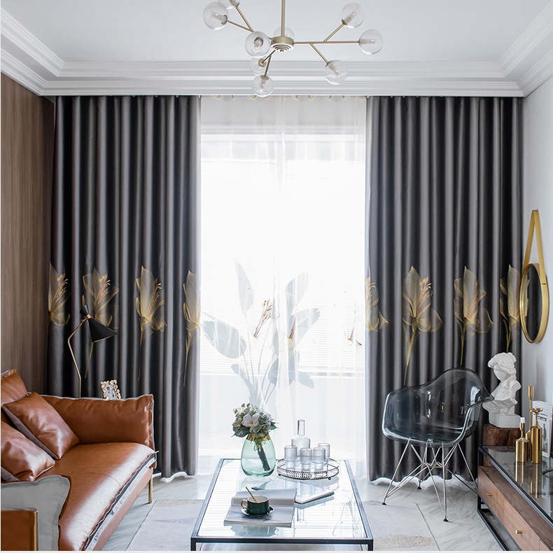 Rideau Fleur de Lys Satin Occultant Gris 140x260cm Salon-Maisonfans.com