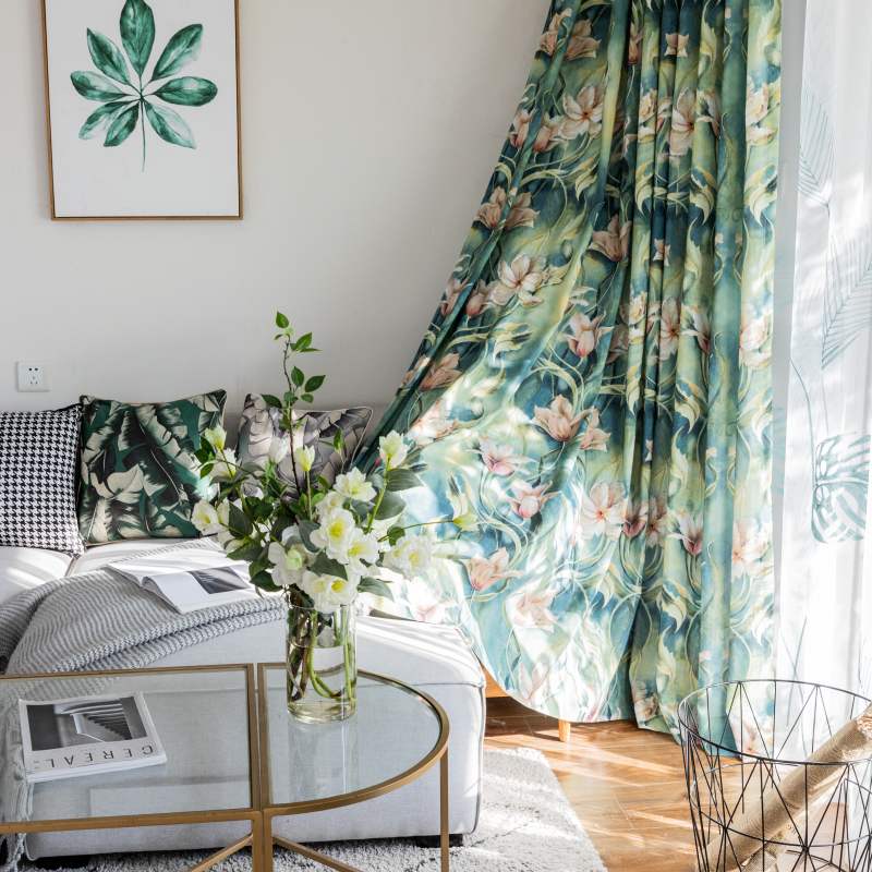 Rideau à œillets tamisant Fleur de Magnolia Exotique