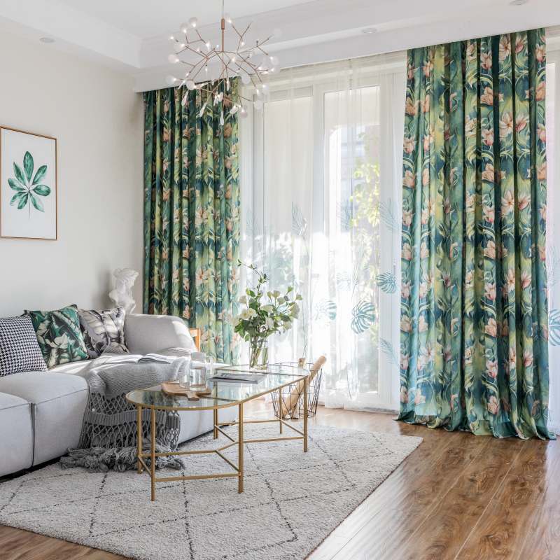 Rideau à œillets tamisant Fleur de Magnolia Exotique