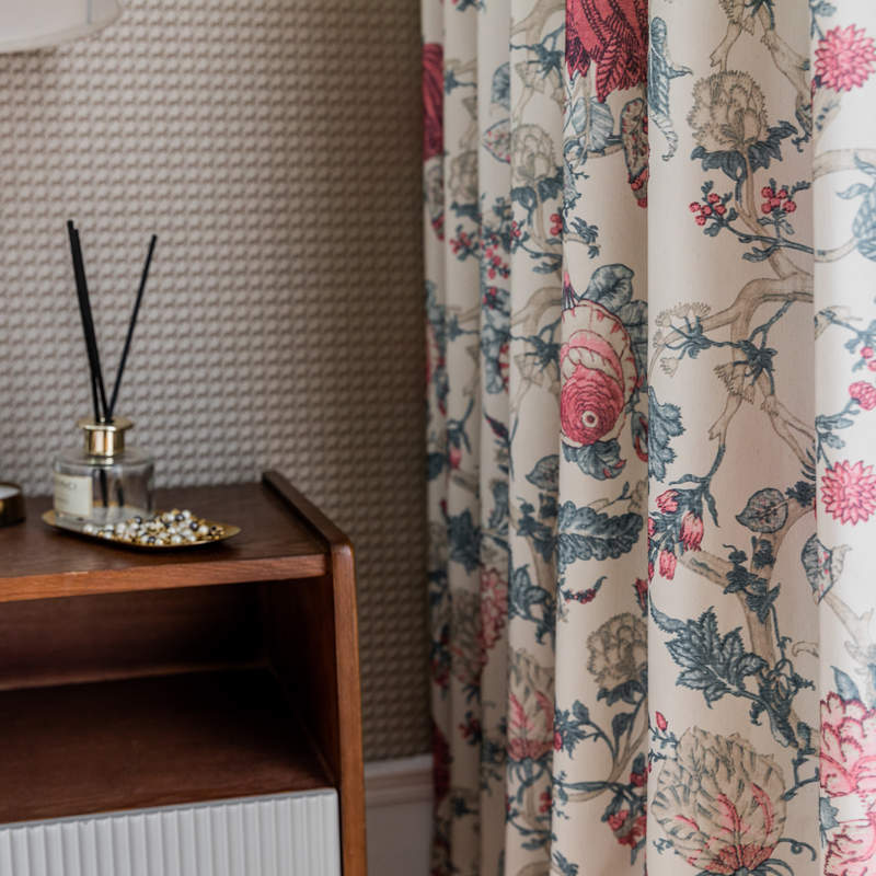 Rideau à œillets Occultant Fleuris Imprimé Classique 140 X 240cm Rouge