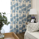 Rideau Occultant Houppe 140 X 240cm Bleu Vert Jaune Feuillage Salon