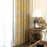 Rideau Occultant Houppe 140 X 240cm Bleu Vert Jaune Feuillage Salon