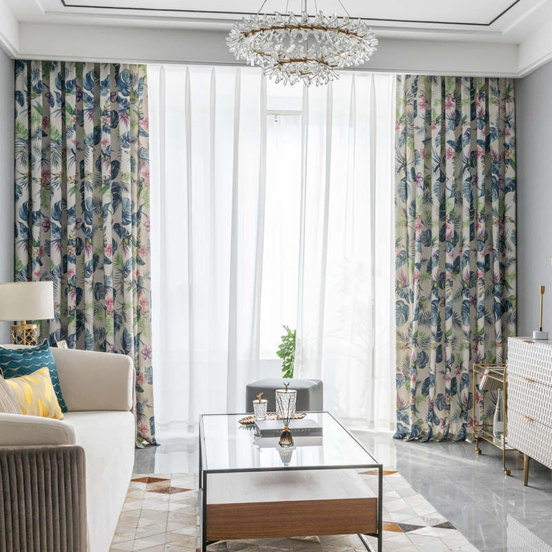 Rideau Occultant Iris et Oiseau Imprimé 140x240cm Salon Naturel Salle