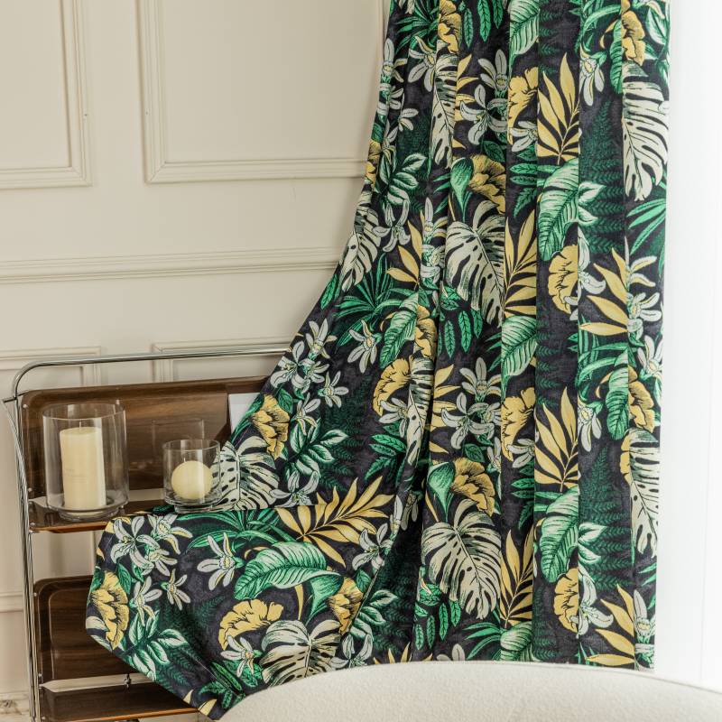 Rideau Végétal Occultant 140 x H240 cm Vert Feuille-maisonfans.com