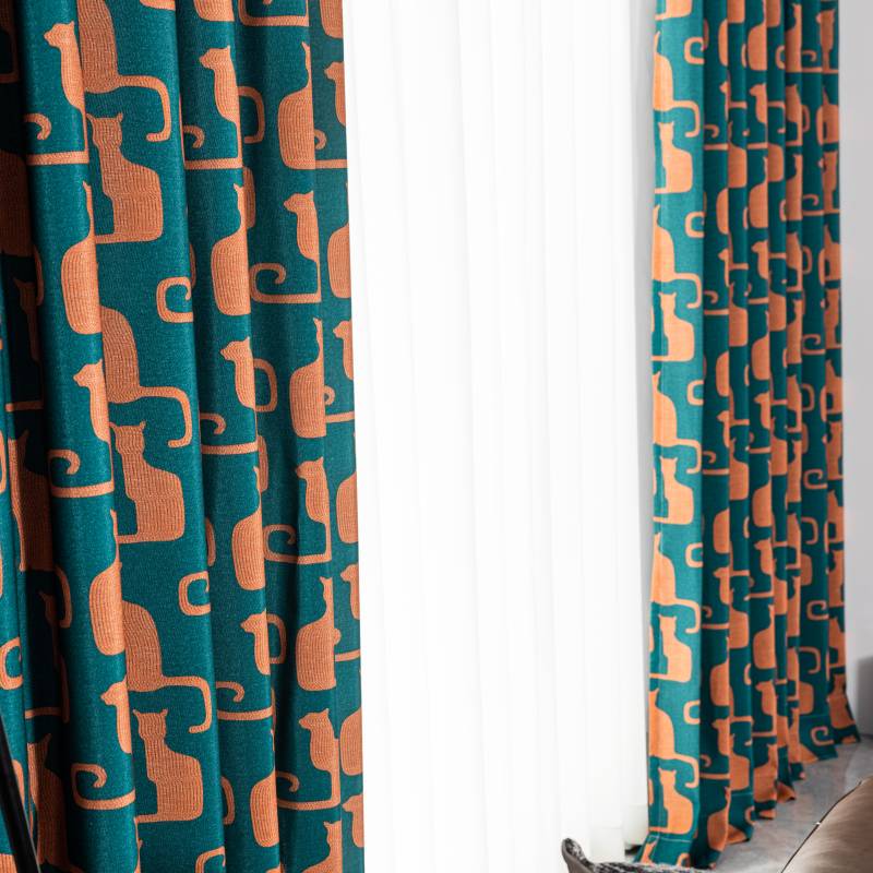 Rideau Enfant Chat Persan à œillets Occultant 140X240cm-maisonfans.com