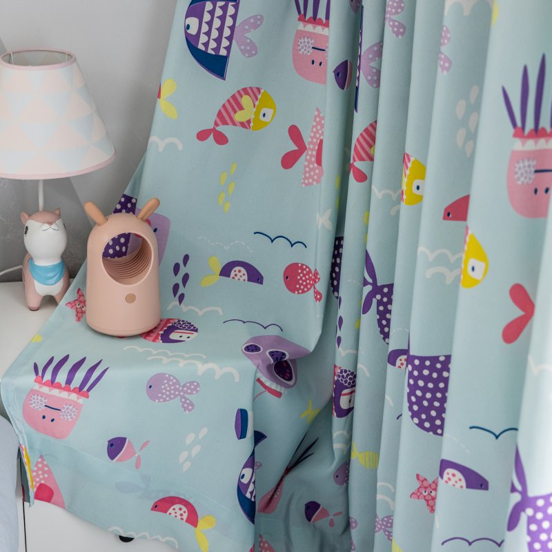 Rideau Enfant à œillets Occultant Poisson Couleur Exotique 140X240cm