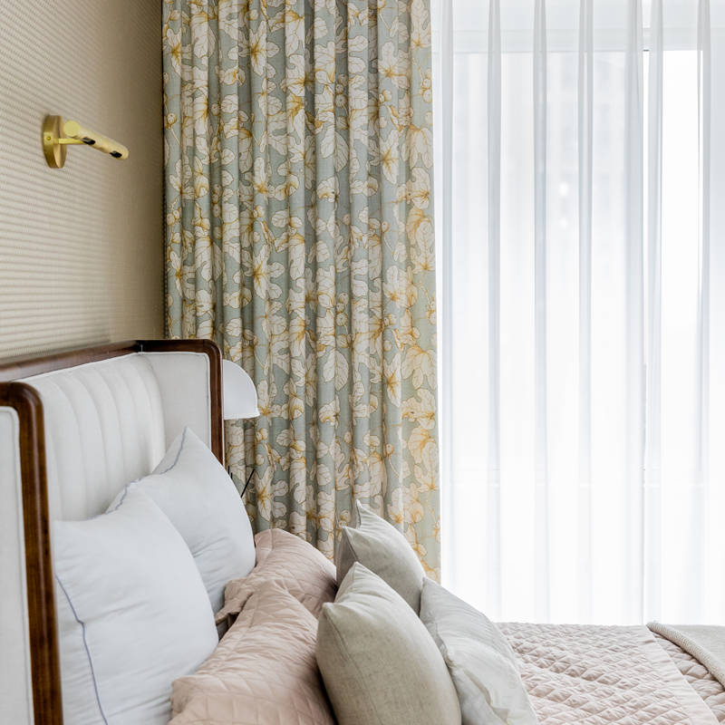 Rideau Feuille de la Figue Imprimé Occultant 140x240cm Chambre Salon