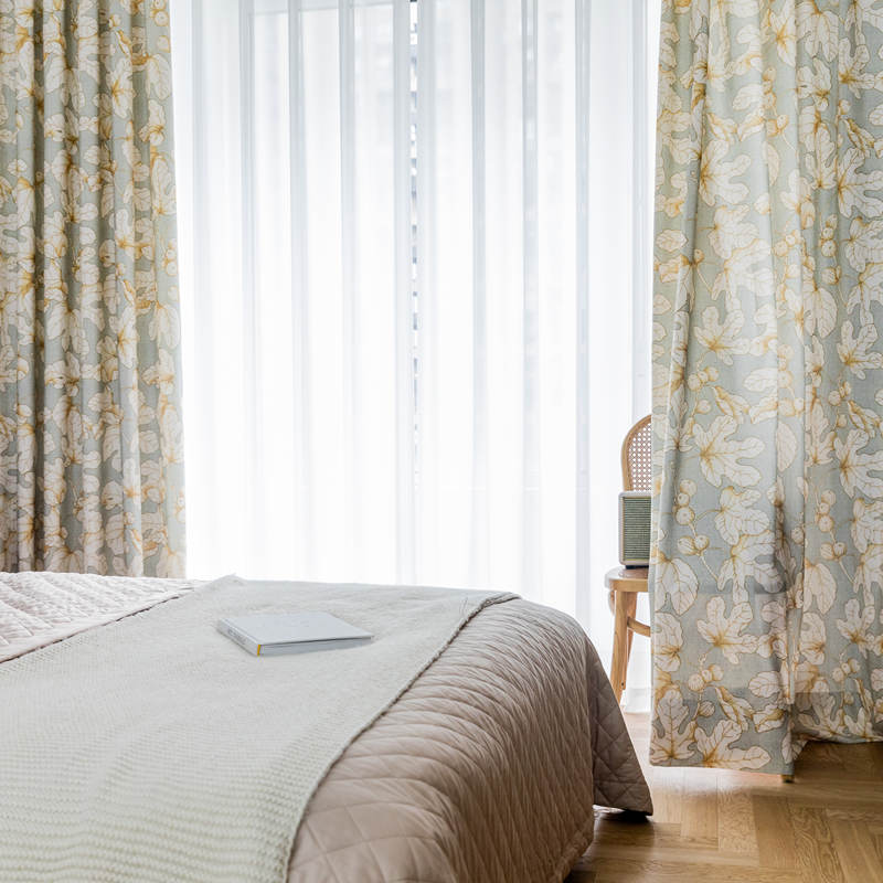 Rideau Feuille de la Figue Imprimé Occultant 140x240cm Chambre Salon