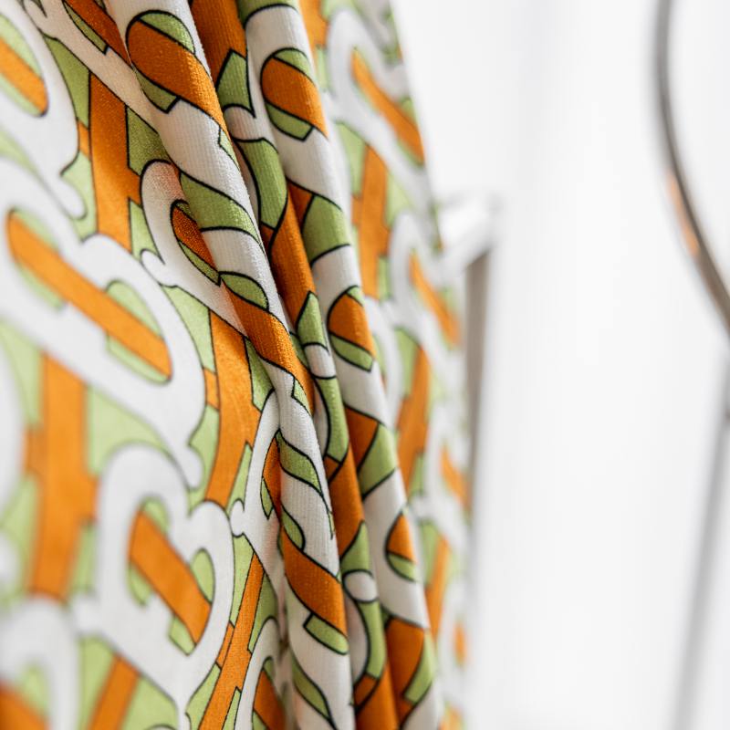 Rideau œillets Nœud Imprimé 140 x 240cm Orange Salon-Maisonfans.com