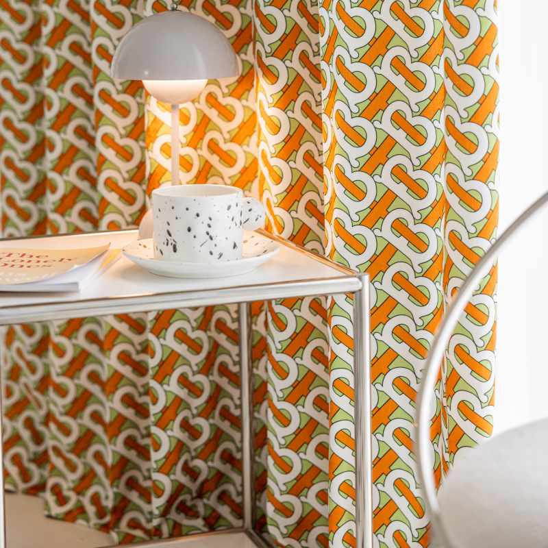 Rideau œillets Nœud Imprimé 140 x 240cm Orange Salon-Maisonfans.com